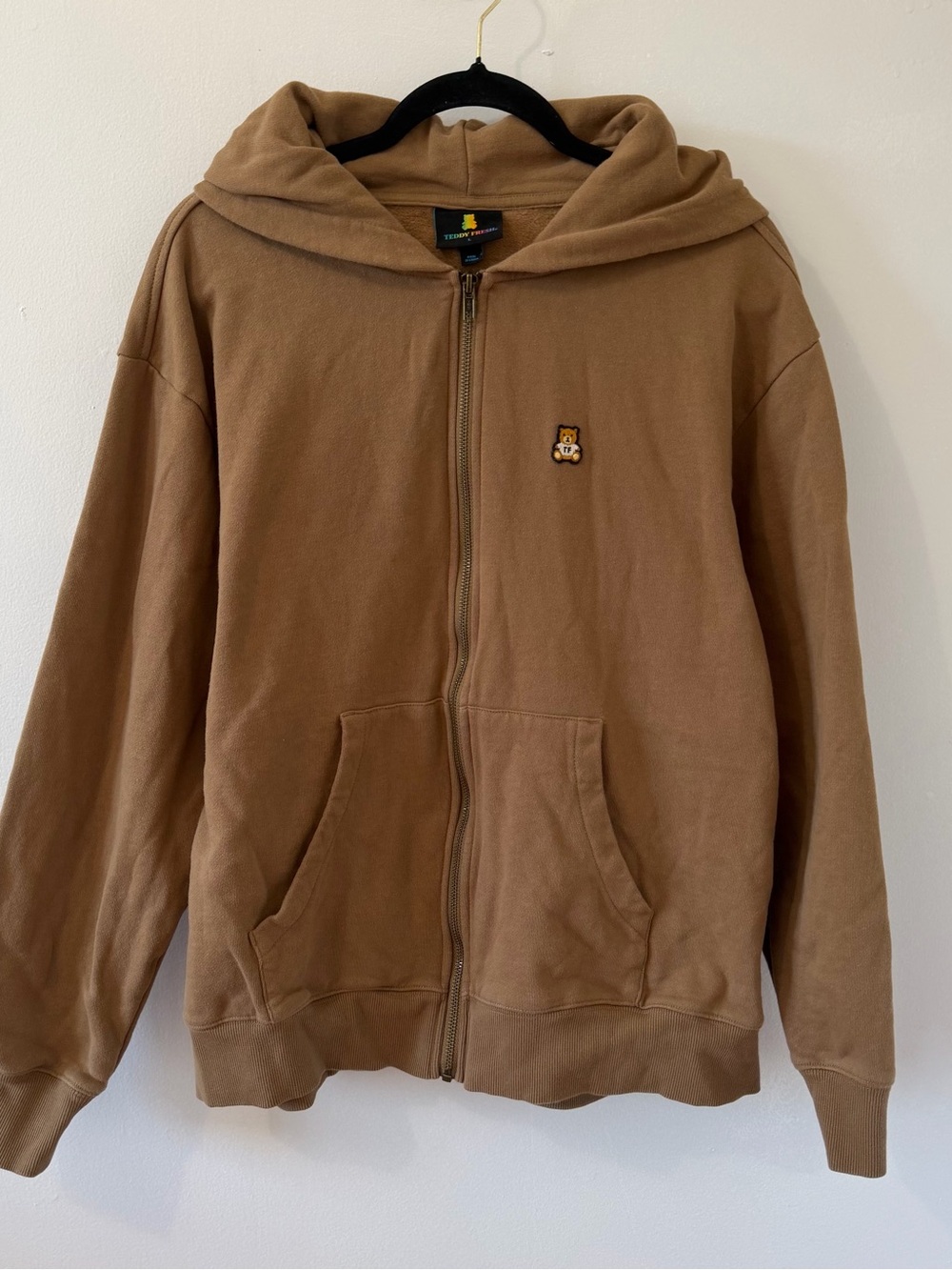 Teddy Fresh Brown Full-Zip Hoodie with Teddy Patch and Bear Ears size large